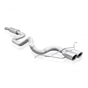 Ford Focus Performance Exhaust - Stainless Works - Catback Vintage Round Muffler 4in Tips - `13-`18 Ford Focus Performance Exhaust - Stainless Works - Catback Vintage Round Muffler 4in Tips - `13-`18